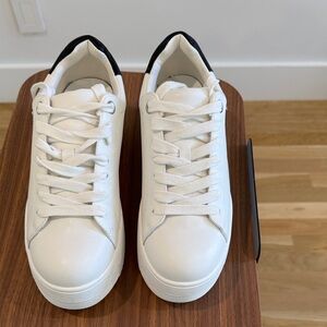 Steve Madden High White Sneakers with Black Heel
